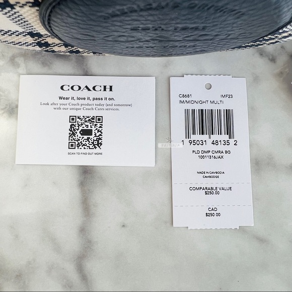 Coach Plaid Mini Dempsey Camera Bag In Signature Jacquard With Coach Patch - Picture 9 of 10